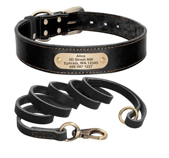 Customizable Leather Dog Collar - GemEmerald
